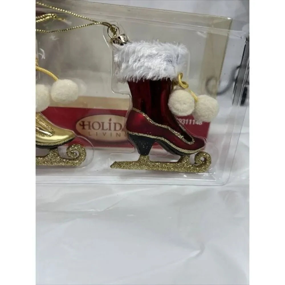 Holiday Living‎ Santa Glass Blown Ice Skates